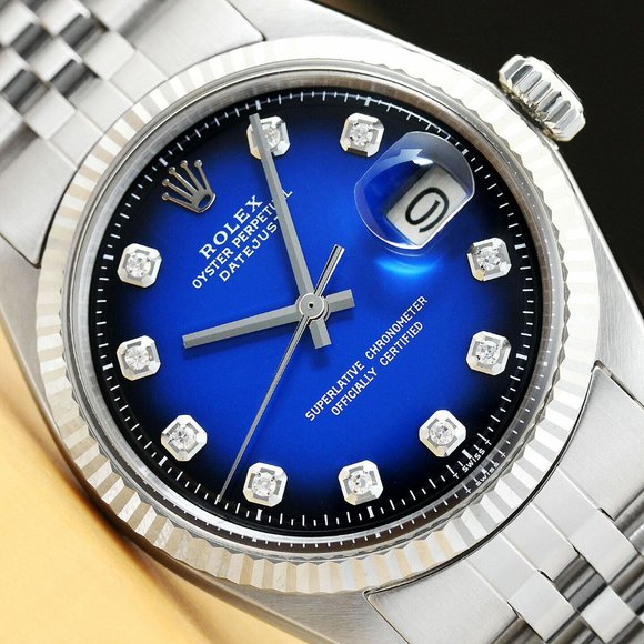 Sale! Rolex 36mm Blue Dial Diamond Men's Watch - Picture 1 of 8